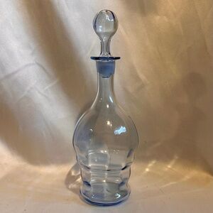 Art Deco Style Baby Blue Glass Decanter Liquour Barware